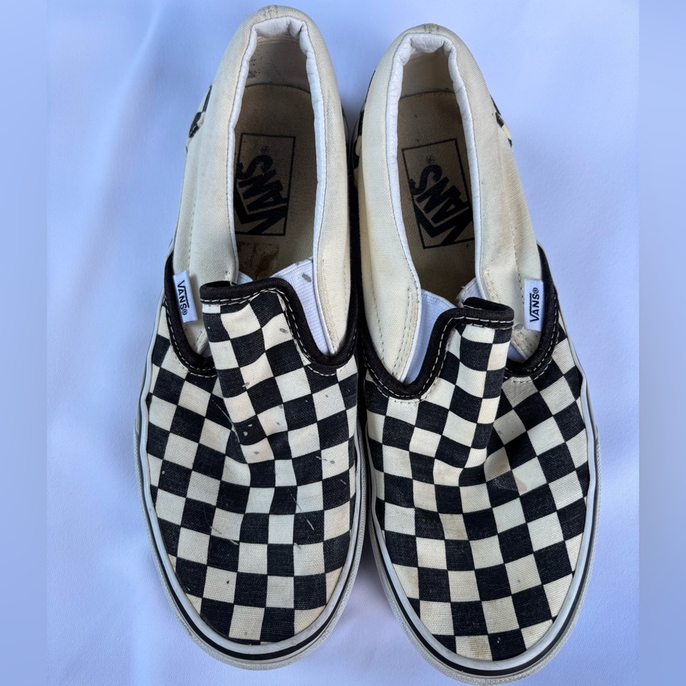 Vans Kids Black and White Checkered Slip-On Sneakers